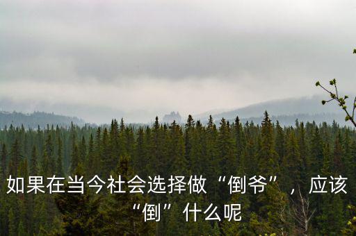 如果在當(dāng)今社會(huì)選擇做“倒?fàn)敗?，?yīng)該“倒”什么呢