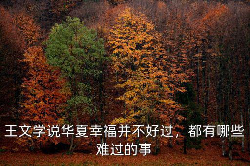 王文學說華夏幸福并不好過，都有哪些難過的事