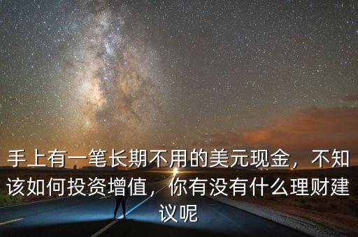 手上有一筆長期不用的美元現(xiàn)金，不知該如何投資增值，你有沒有什么理財建議呢