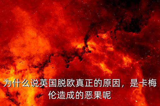 為什么說英國脫歐真正的原因，是卡梅倫造成的惡果呢