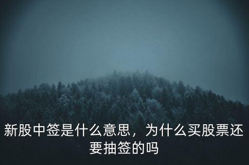 新股中簽是什么意思，為什么買(mǎi)股票還要抽簽的嗎