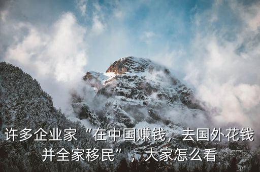 許多企業(yè)家“在中國賺錢，去國外花錢并全家移民”，大家怎么看