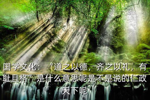 國學(xué)文化：“道之以德，齊之以禮，有恥且格”是什么意思呢是不是說的仁政天下呢