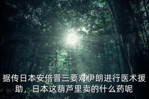 據(jù)傳日本安倍晉三要對(duì)伊朗進(jìn)行醫(yī)術(shù)援助，日本這葫蘆里賣的什么藥呢