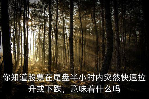 你知道股票在尾盤半小時內(nèi)突然快速拉升或下跌，意味著什么嗎