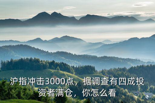 滬指沖擊3000點(diǎn)，據(jù)調(diào)查有四成投資者滿倉，你怎么看