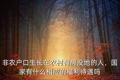 非農(nóng)戶口生長(zhǎng)在農(nóng)村有房沒地的人，國(guó)家有什么相應(yīng)的福利待遇嗎