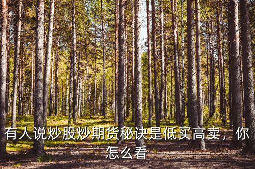 有人說炒股炒期貨秘訣是低買高賣，你怎么看