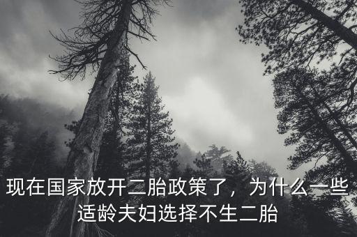 現(xiàn)在國(guó)家放開(kāi)二胎政策了，為什么一些適齡夫婦選擇不生二胎