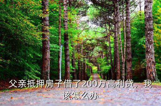 父親抵押房子借了200萬高利貸，我該怎么辦
