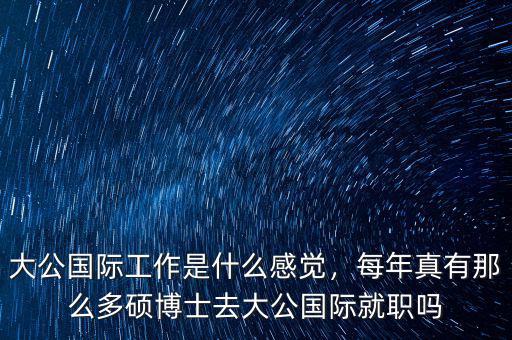 大公國際工作是什么感覺，每年真有那么多碩博士去大公國際就職嗎