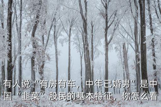 有人說“有房有車，中年已婚男”是中國“韭菜”股民的基本特征，你怎么看