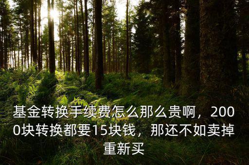 基金轉(zhuǎn)換手續(xù)費怎么那么貴啊，2000塊轉(zhuǎn)換都要15塊錢，那還不如賣掉重新買