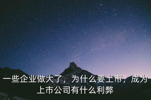 一些企業(yè)做大了，為什么要上市，成為上市公司有什么利弊