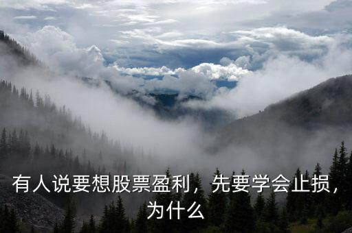有人說要想股票盈利，先要學(xué)會(huì)止損，為什么
