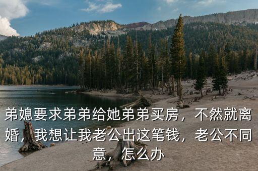 弟媳要求弟弟給她弟弟買房，不然就離婚，我想讓我老公出這筆錢，老公不同意，怎么辦