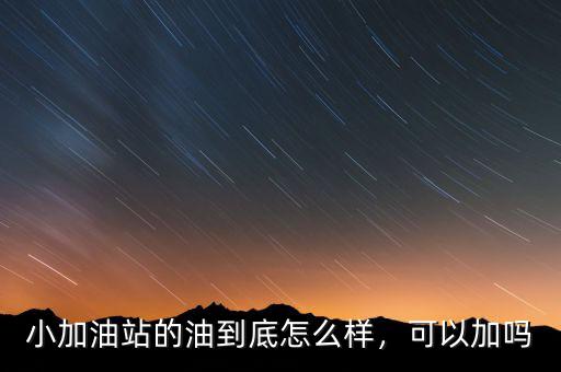 小加油站的油到底怎么樣，可以加嗎