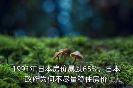 1991年日本房?jī)r(jià)暴跌65%，日本政府為何不盡量穩(wěn)住房?jī)r(jià)