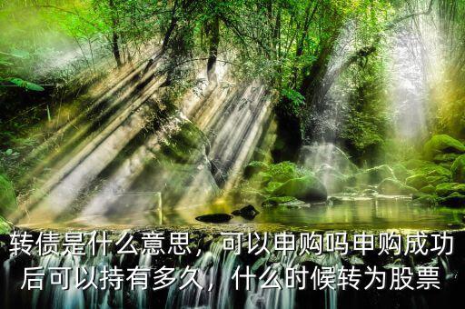轉(zhuǎn)債是什么意思，可以申購嗎申購成功后可以持有多久，什么時候轉(zhuǎn)為股票