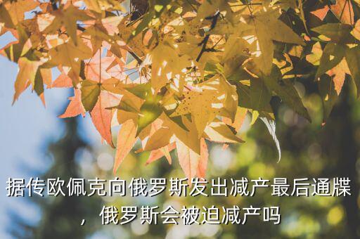 據(jù)傳歐佩克向俄羅斯發(fā)出減產(chǎn)最后通牒，俄羅斯會(huì)被迫減產(chǎn)嗎