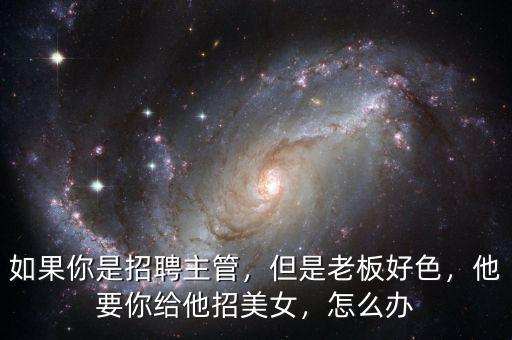 如果你是招聘主管，但是老板好色，他要你給他招美女，怎么辦