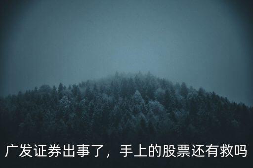 廣發(fā)證券出事了，手上的股票還有救嗎