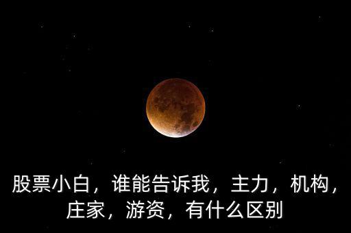 股票小白，誰能告訴我，主力，機(jī)構(gòu)，莊家，游資，有什么區(qū)別