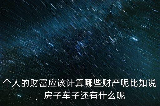 個人的財富應(yīng)該計算哪些財產(chǎn)呢比如說，房子車子還有什么呢
