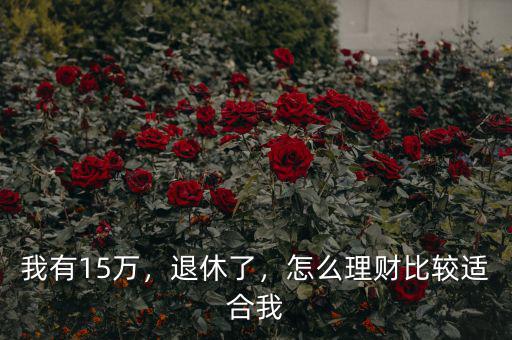我有15萬，退休了，怎么理財(cái)比較適合我