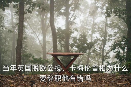 當(dāng)年英國脫歐公投，卡梅倫首相為什么要辭職他有錯(cuò)嗎