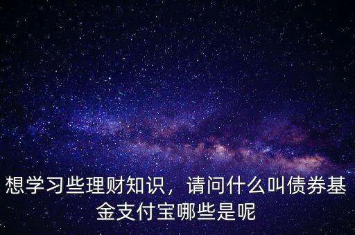想學習些理財知識，請問什么叫債券基金支付寶哪些是呢