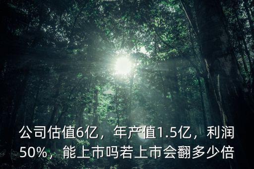 公司估值6億，年產(chǎn)值1.5億，利潤50%，能上市嗎若上市會翻多少倍