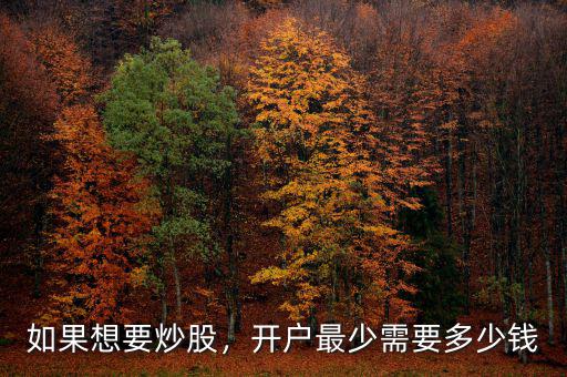 如果想要炒股，開戶最少需要多少錢