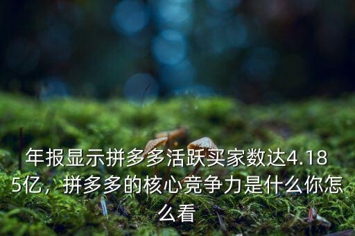 年報顯示拼多多活躍買家數(shù)達4.185億，拼多多的核心競爭力是什么你怎么看