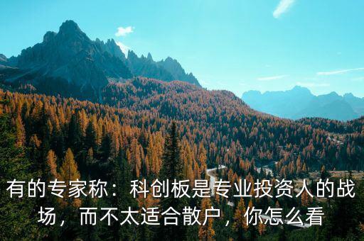 有的專家稱：科創(chuàng)板是專業(yè)投資人的戰(zhàn)場，而不太適合散戶，你怎么看