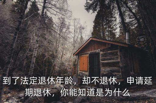 到了法定退休年齡，卻不退休，申請(qǐng)延期退休，你能知道是為什么
