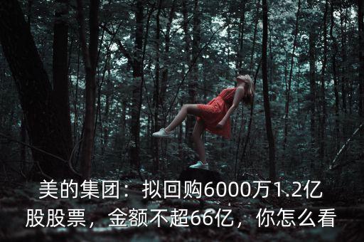 美的集團(tuán)：擬回購6000萬1.2億股股票，金額不超66億，你怎么看