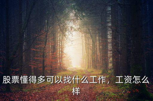 股票懂得多可以找什么工作，工資怎么樣