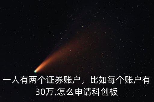 一人有兩個證券賬戶，比如每個賬戶有30萬,怎么申請科創(chuàng)板