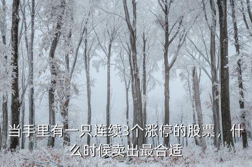 當(dāng)手里有一只連續(xù)3個(gè)漲停的股票，什么時(shí)候賣出最合適
