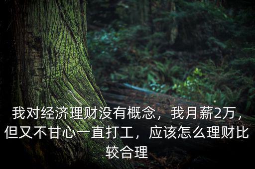 我對(duì)經(jīng)濟(jì)理財(cái)沒有概念，我月薪2萬，但又不甘心一直打工，應(yīng)該怎么理財(cái)比較合理