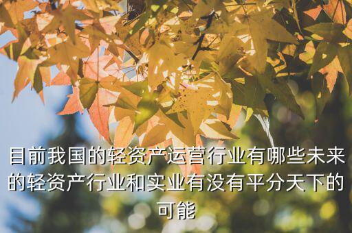 目前我國(guó)的輕資產(chǎn)運(yùn)營(yíng)行業(yè)有哪些未來的輕資產(chǎn)行業(yè)和實(shí)業(yè)有沒有平分天下的可能