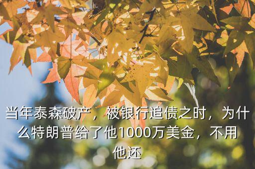 當(dāng)年泰森破產(chǎn)，被銀行追債之時(shí)，為什么特朗普給了他1000萬(wàn)美金，不用他還