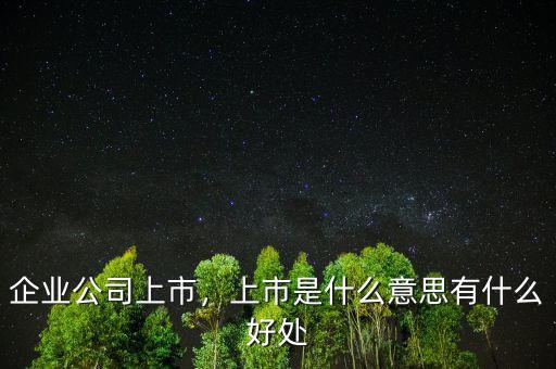 企業(yè)公司上市，上市是什么意思有什么好處