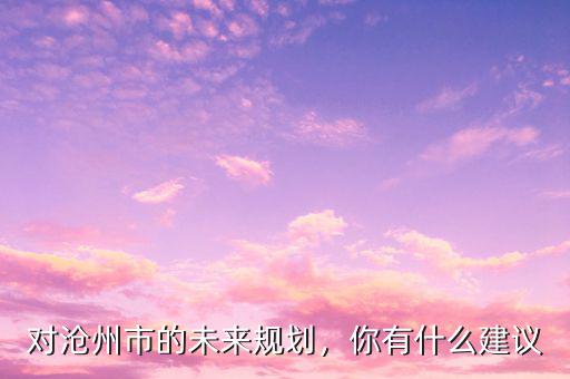 對滄州市的未來規(guī)劃，你有什么建議