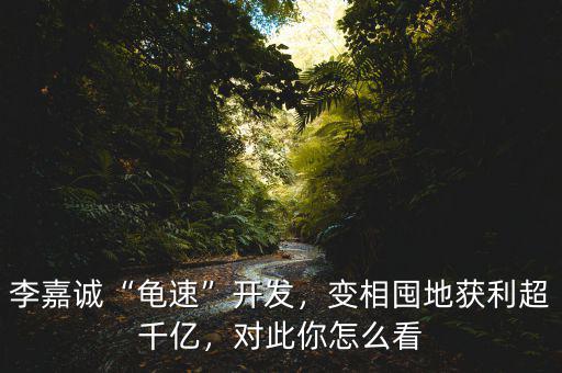 李嘉誠“龜速”開發(fā)，變相囤地獲利超千億，對此你怎么看