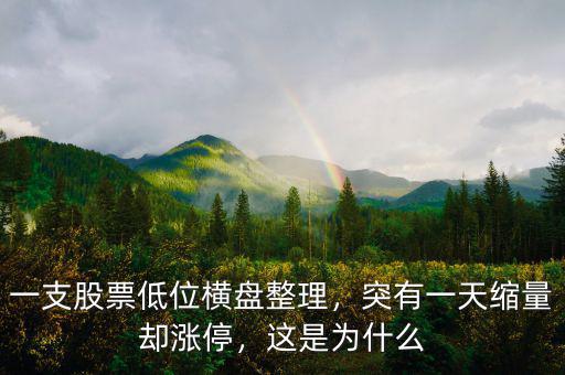 一支股票低位橫盤整理，突有一天縮量卻漲停，這是為什么