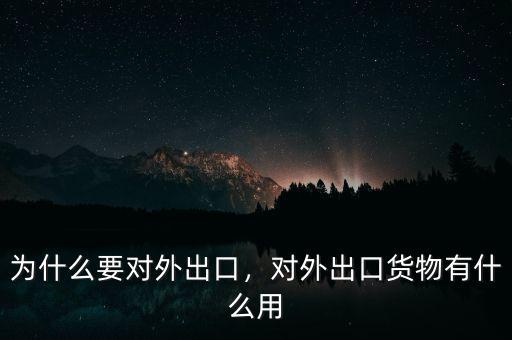 為什么要對外出口，對外出口貨物有什么用