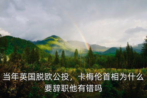 當年英國脫歐公投，卡梅倫首相為什么要辭職他有錯嗎