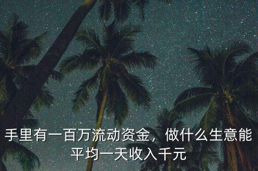 手里有一百萬流動資金，做什么生意能平均一天收入千元